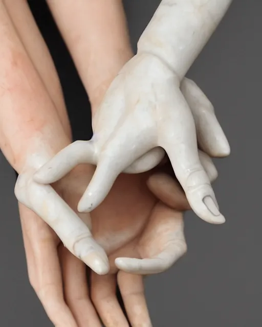 Image similar to beautiful marble sculpture of a woman's elegant hand, hyperreal