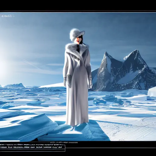 Prompt: avant-garde art, deco fashion, highly detailed, photorealistic portrait, serene antartica snow setting, cloudy weather, crisp quality and light reflections, unreal engine 5 quality render