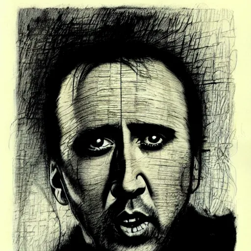 Prompt: Nicolas Cage by Stephen Gammell n -6