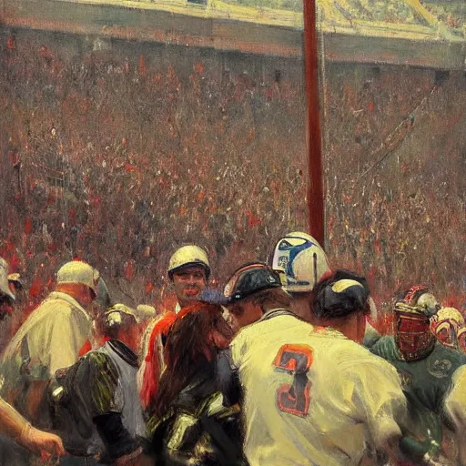 Prompt: crowd at old tiger stadium, by jeremy mann, anders zorn