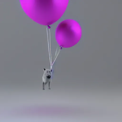 Image similar to 3D render of a pink balloon dog in a violet room