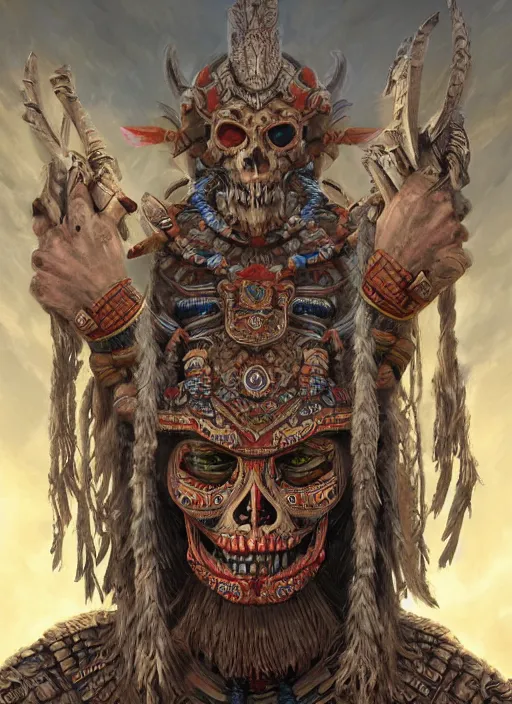 Image similar to digital _ painting _ of _ ah puch mayan god of death _ by _ filipe _ pagliuso _ and _ justin _ gerard _ symmetric _ fantasy _ highly _ detailed _ realistic _ intricate _ port