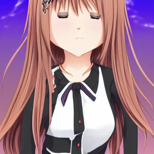 Image similar to anime girl with closed eyes