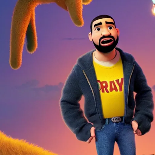 Prompt: pixar movie about drake