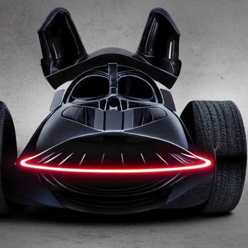 Prompt: a car inspired by Darth Vader