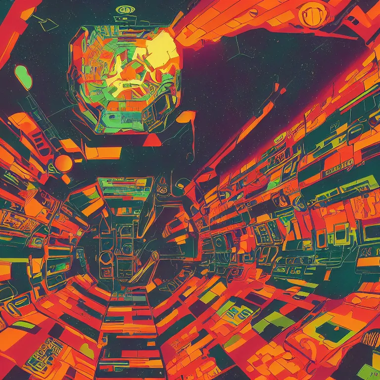 Image similar to A psychedelic poster of 2001: A Space Odyssey by Wes Wilson