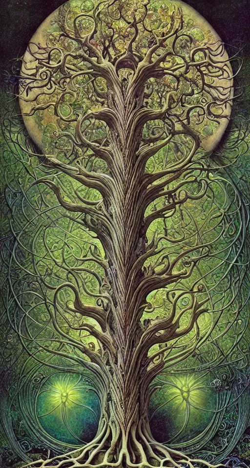 Image similar to tree of life by roger dean and andrew ferez, art forms of nature by ernst haeckel, divine chaos engine, symbolist, visionary, art nouveau, botanical fractal structures, organic, detailed, realistic, surreality