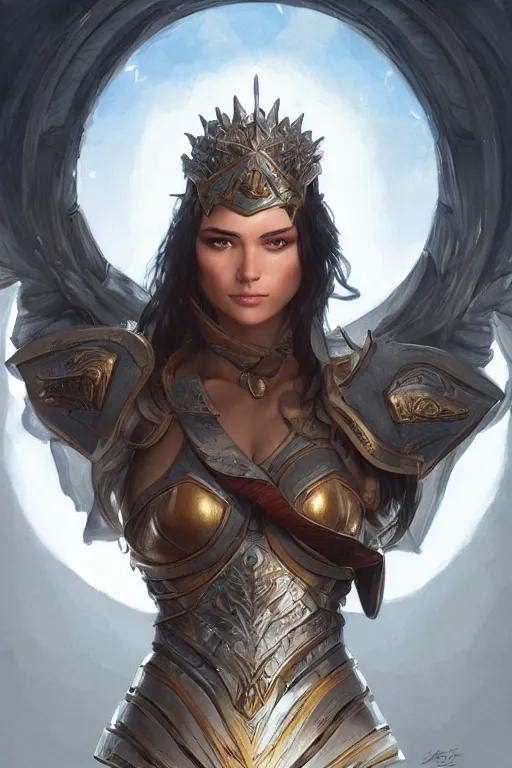 Image similar to amazon valkyrie athena, d & d, fantasy, portrait, highly detailed, headshot, digital painting, trending on artstation, concept art, sharp focus, illustration, art by artgerm and greg rutkowski and magali villeneuve