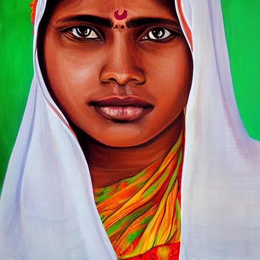 Prompt: sri lankan woman portrait, painting by aaron griffin,