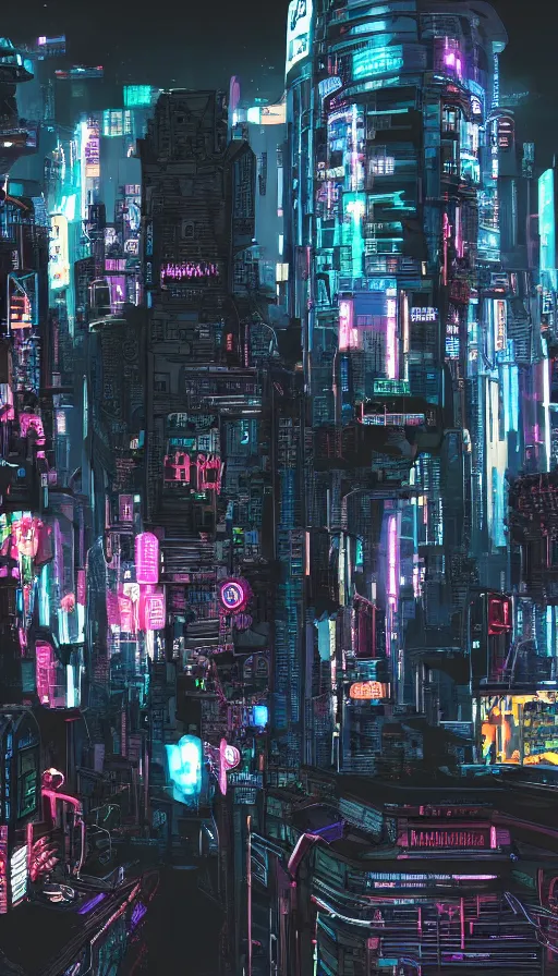 Prompt: a cyberpunk cityscape