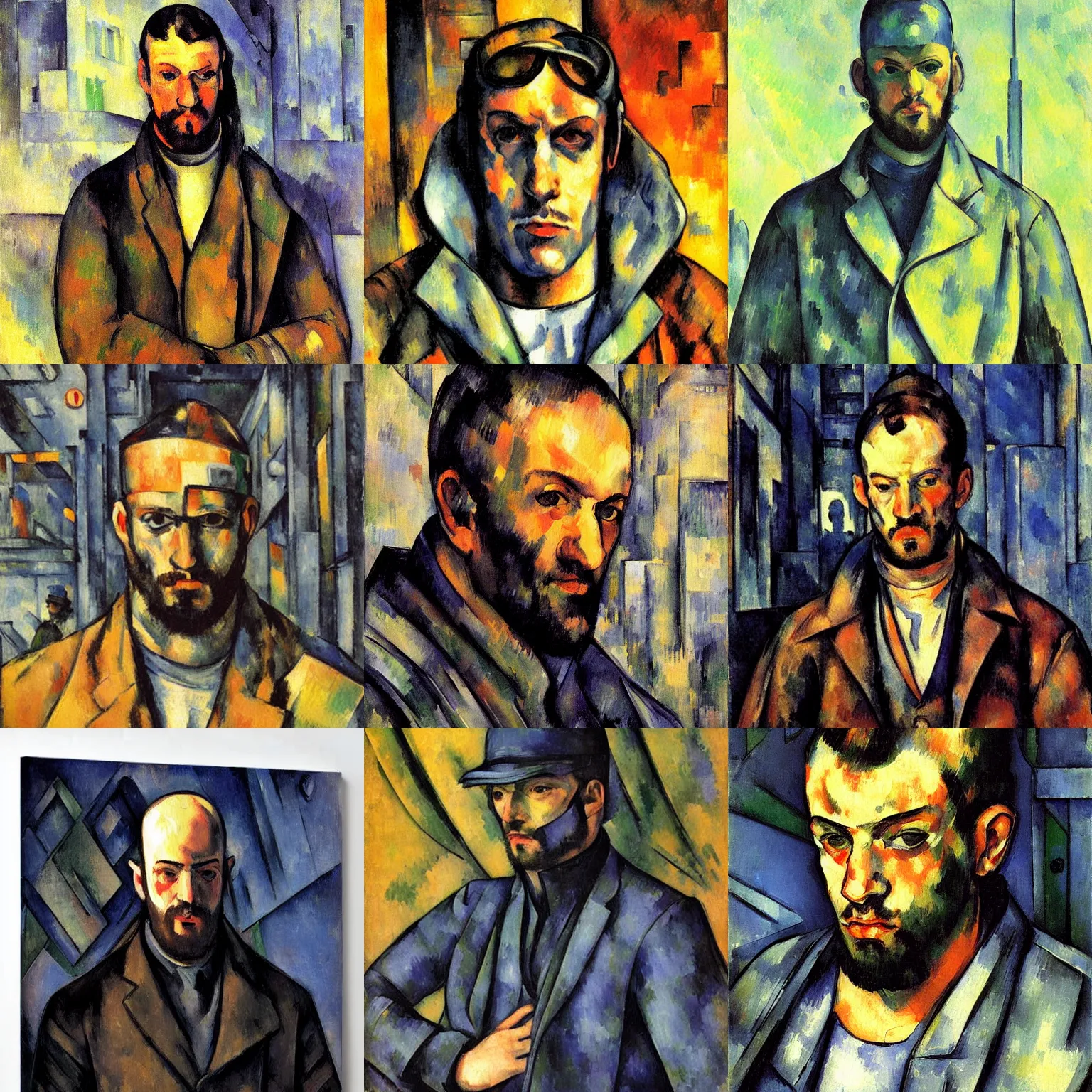 Prompt: A cyberpunk portrait painted by Paul Cezanne