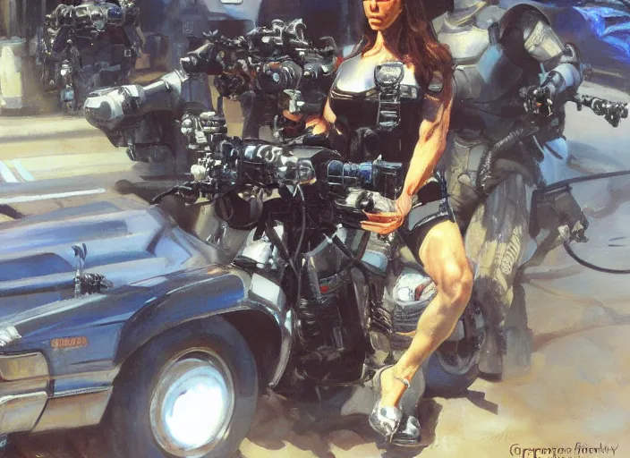 Image similar to a highly detailed beautiful portrait of the terminator t 1 0 0 by gregory manchess, james gurney, james jean