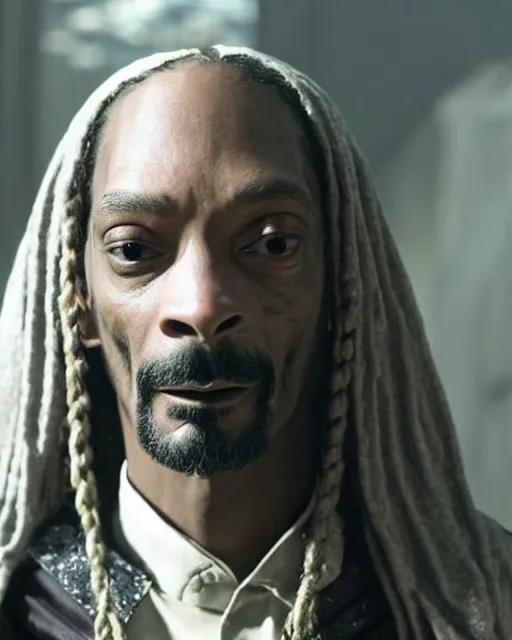 Image similar to Snoop Dogg in the role of Gandalf the Grey in the Sheer, film still, amazing short, 8K, IMAX, ultra detailed