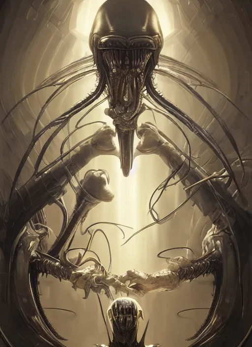 Prompt: alien vs predator physically accurate, moody dynamic lighting, very very intricate, very very elegant, highly detailed, digital painting, artstation, HR GIGER, Hieronymus Bosch, Francis Bacon, concept art, smooth, very beautiful, sharp focus, illustration, art by artgerm and greg rutkowski and alphonse mucha