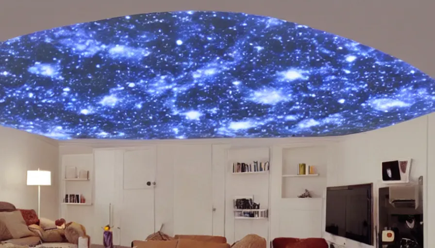 Prompt: diy arts and crafts project of a quatum generator projecting galaxies and black holes on your ceiling, realistic materials, hyperrealistic