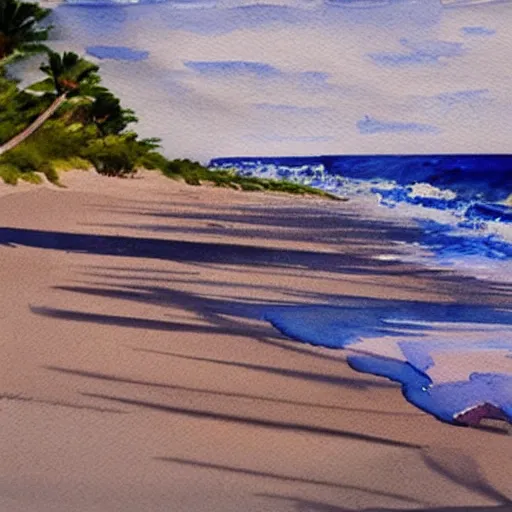 Prompt: one more sleep until the beach, watercolor painting, hyperrealism