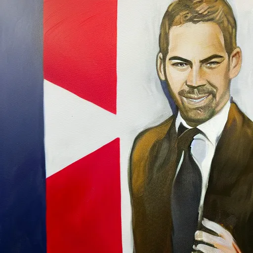 Prompt: Paul Walker waving a Canadian flag, painting