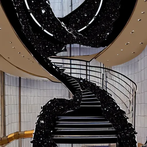 Image similar to Darth Vader walking down an infinite spiral staircase made out of diamonds,