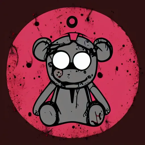 Prompt: dark art grunge vector sketch of a teddy bear with bloody eyes by - invader zim, loony toons style, horror theme, detailed, elegant, intricate