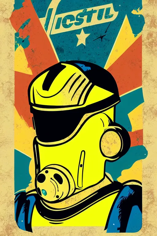 Image similar to fallout 7 6 retro futurist illustration art by butcher billy, sticker, colorful, illustration, highly detailed, simple, smooth and clean vector curves, no jagged lines, vector art, smooth andy warhol style