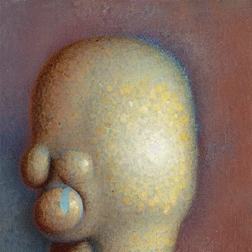 Prompt: a impasto painting by shaun tan of an abstract sculpture by the caretaker ( 1 8 9 0 )