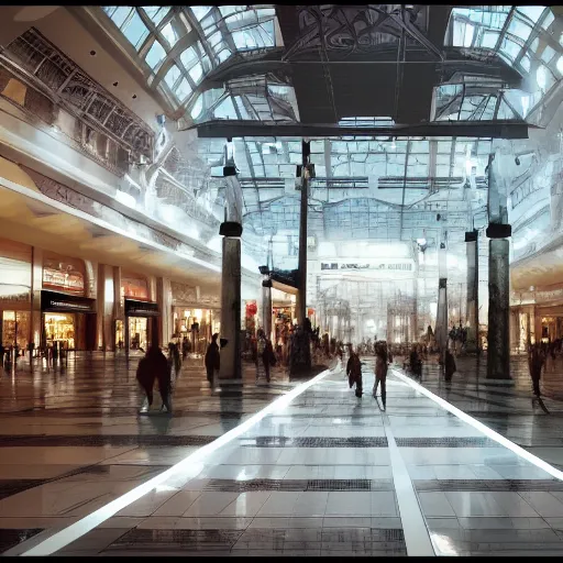 Image similar to a liminal space of an empty mall, nostalgic core, dynamic lighting, photorealistic concept art, trending on art station, stunning visuals, creative, cinematic, ultra detailed