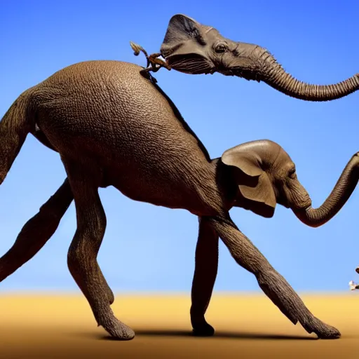 Image similar to a giant ant fighting a small elephant