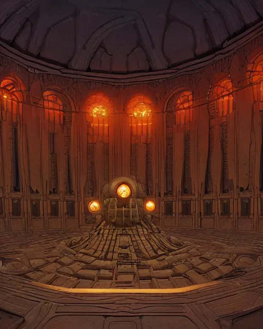 Prompt: paul atreides imperror of arrakis in the giant throne hall, highly detailed, ominous, eldritch, by simon stalenhag and greg rutkovski, sci-fi movie