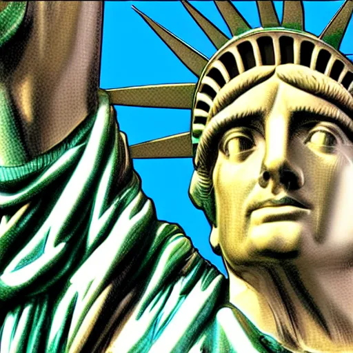 Image similar to Mr. Beast as the statue of liberty