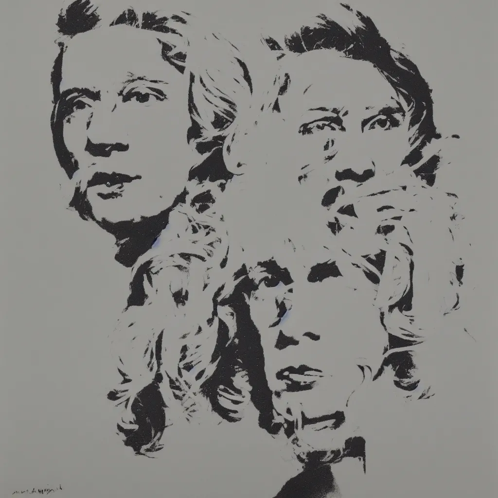 Image similar to individual silk screen portrait of unemployed artist contemplating suicide by andy warhol