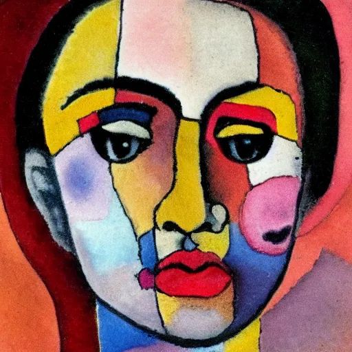 Prompt: face painted by Kandinsky