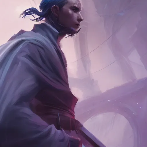 Prompt: Cinematic painting of Vin from Mistborn by Ross Tran Michael and Michael Whelan, trending on ArtStation, 4k, masterpiece, bold, epic, composition