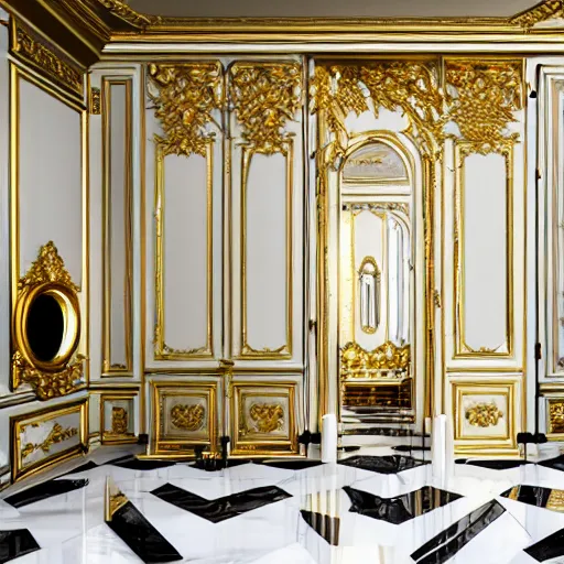 Prompt: parisian interior, white marble, gold accents, interior design, arch daily, hyperrealistic, hyperdetailed, super detailed, uhd, uhd, 8 k, high resolution,