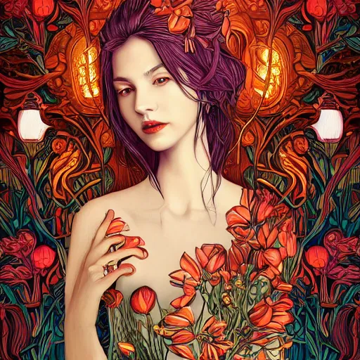Prompt: the portrait of an unimaginably beautiful, graceful, elegant, and sophisticated young woman made of bulbs of garlic, an ultrafine detailed illustration by james jean, intricate linework, bright colors, final fantasy, behance contest winner, vanitas, angular, altermodern, unreal engine 5 highly rendered, global illumination, radiant light, detailed and intricate environment