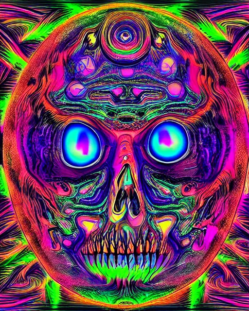 Image similar to psychedelic trip the future and i saw death coming to get me, death, trippy, lots of eyes, 8k, ultra realistic