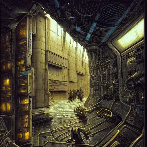 Prompt: cyberpunk harpooner, atmospheric lighting, painted, intricate, golden and grey hour, ultra detailed by peter gric, giger, enki bilal