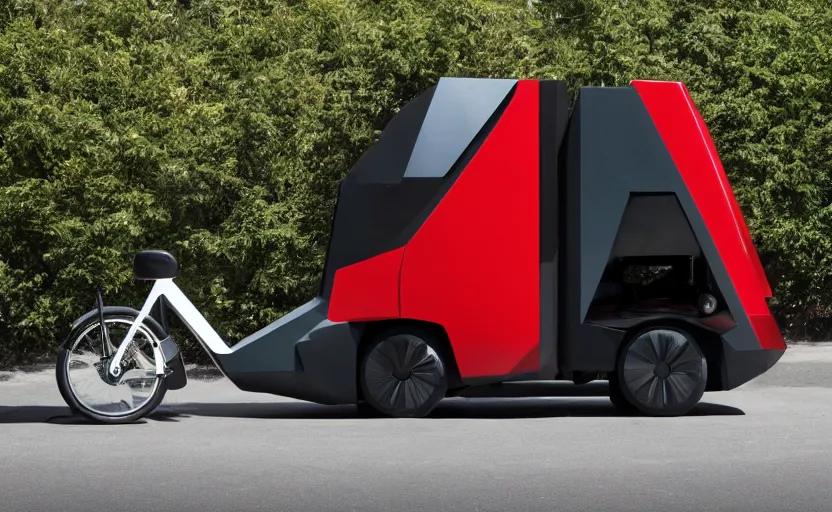 Image similar to cybertruck bicycle designed by Tesla, professional photo