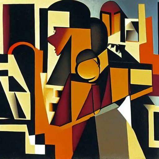 Prompt: by juan gris cinematic. a beautiful installation art of a large room with many people in it. there is a lot of activity going on, with people talking & moving around. the room is ornately decorated & there is a large window at one end.