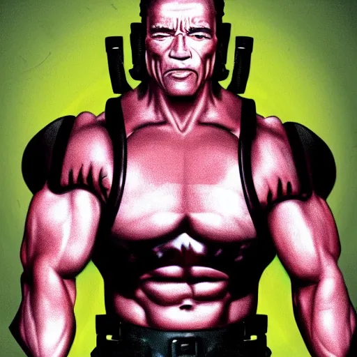 Image similar to arnold schwarzenegger as doom guy