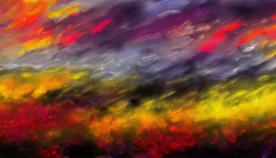 Image similar to white bones background, black violets, yellow-red sky, impressionism