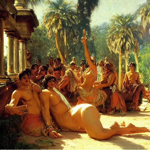 Prompt: 8 0 s srilankans on greek senete counsil in baroque painting, painting by gaston bussiere, craig mullins,