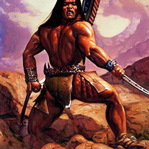 Image similar to conan the barbarian painting by earl norem