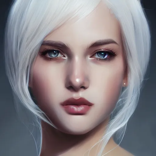 Image similar to teen girl, white hair, gorgeous, amazing, elegant, intricate, highly detailed, digital painting, artstation, concept art, sharp focus, illustration, art by Ross tran and kuvshinov