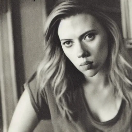 Image similar to polaroid image of scarlett johansson at home