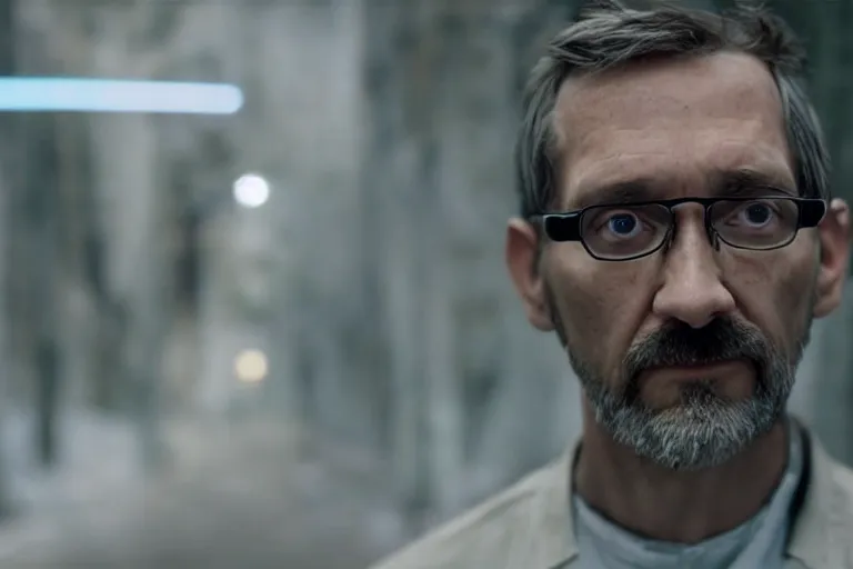 Image similar to vfx movie closeup real life gordon freeman by emmanuel lubezki