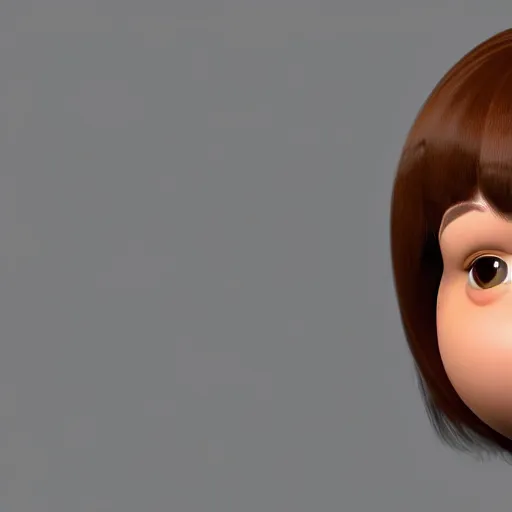 Prompt: A portrait of a chubby woman, a cute 3d cgi toon woman with brown hair in a Bob, brown eyes, olive skin, romanian heritage, medium shot, mid-shot, hyperdetailed, 8k, trending on artstation, as a Pixar character