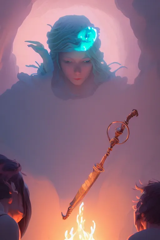 Image similar to highly detailed vfx portrait a mage casting a water spell, stephen bliss, unreal engine, greg rutkowski, loish, rhads, beeple, makoto shinkai and lois van baarle, ilya kuvshinov, rossdraws, tom bagshaw, alphonse mucha, global illumination, detailed and intricate environment