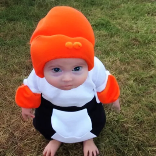 Image similar to cute baby chick dressed as an inmate