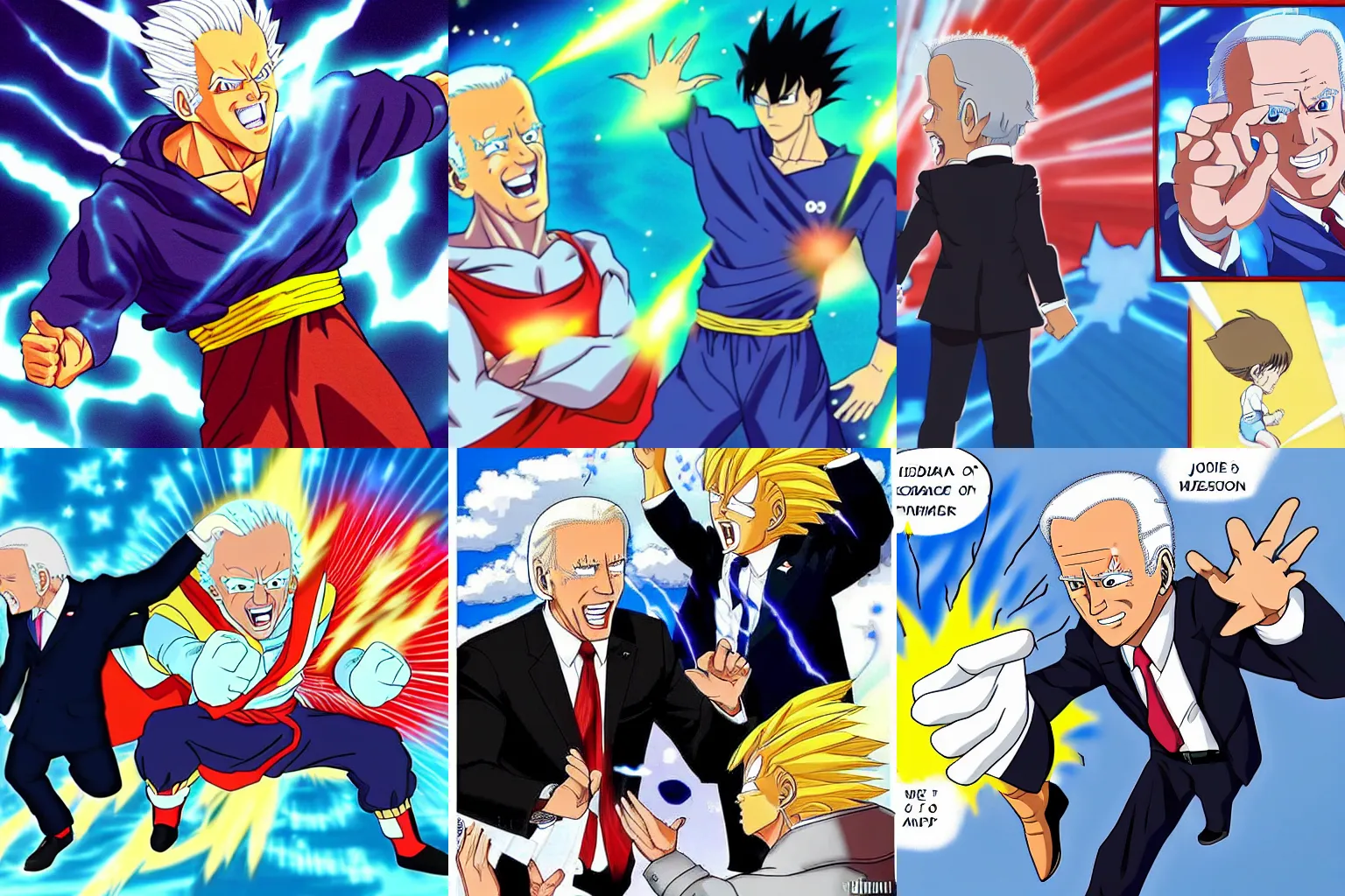 Prompt: anime of Joe Biden unleashing his Kamehameha Wave