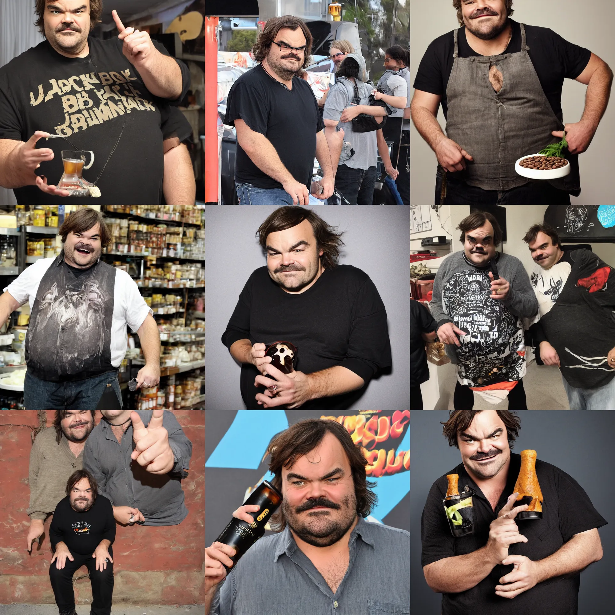 Prompt: jack black with a body made from black beans